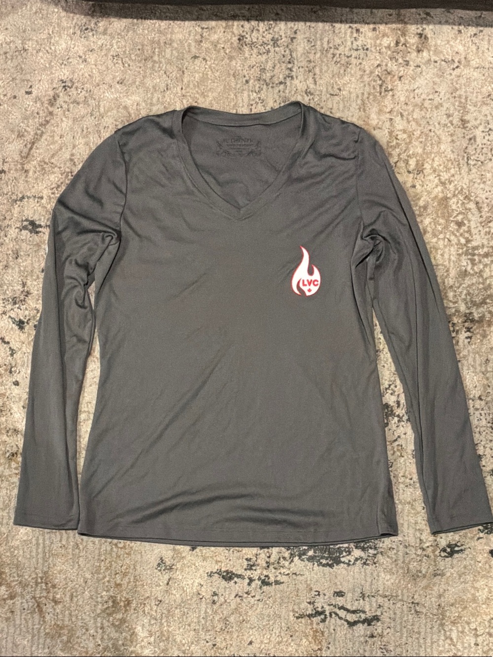 LVC Flame Logo Long-Sleeve V-Neck Top - Black